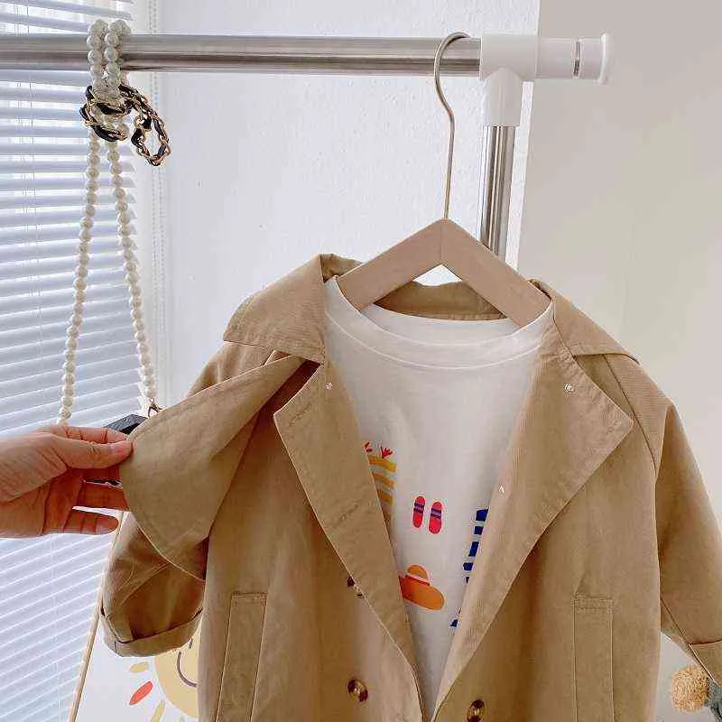 Fashion Baby Girl Boy Trench Cotton Baby Toddler Kid Windshield Jacket Autumn Spring Fabric Jacket Child Runaway Clothes 1-7Y J220718