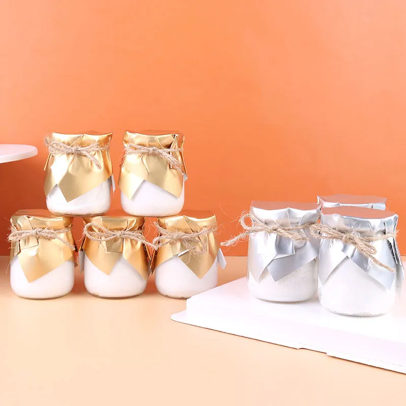 Decorazione della tavola da dessert Tappo di bottiglia dorato Coperchio di carta Coperchio di carta Sigillante Vetro Yogurt Marmellata Sigillante feste di compleanno