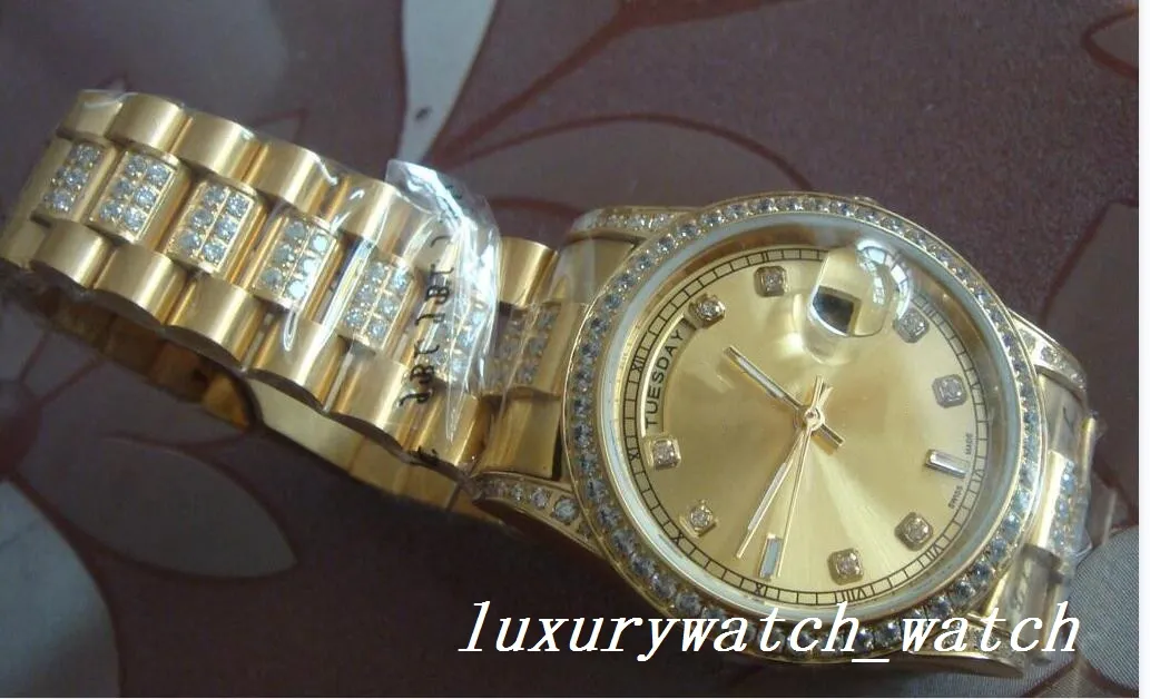 Montres de luxe Qualité Hommes 18K Or dSteel diamant Bracelet 36m automatique montre mécanique femme Diamant Cadran Montre-Bracelet Fash283L