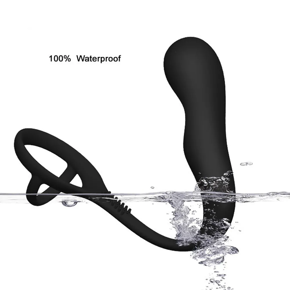 Massageador masculino Massageador de pau duplo Anel de anel Ejaculação Masturbação Silicone Butt Plug Anal Sexy Toys for Men Gays