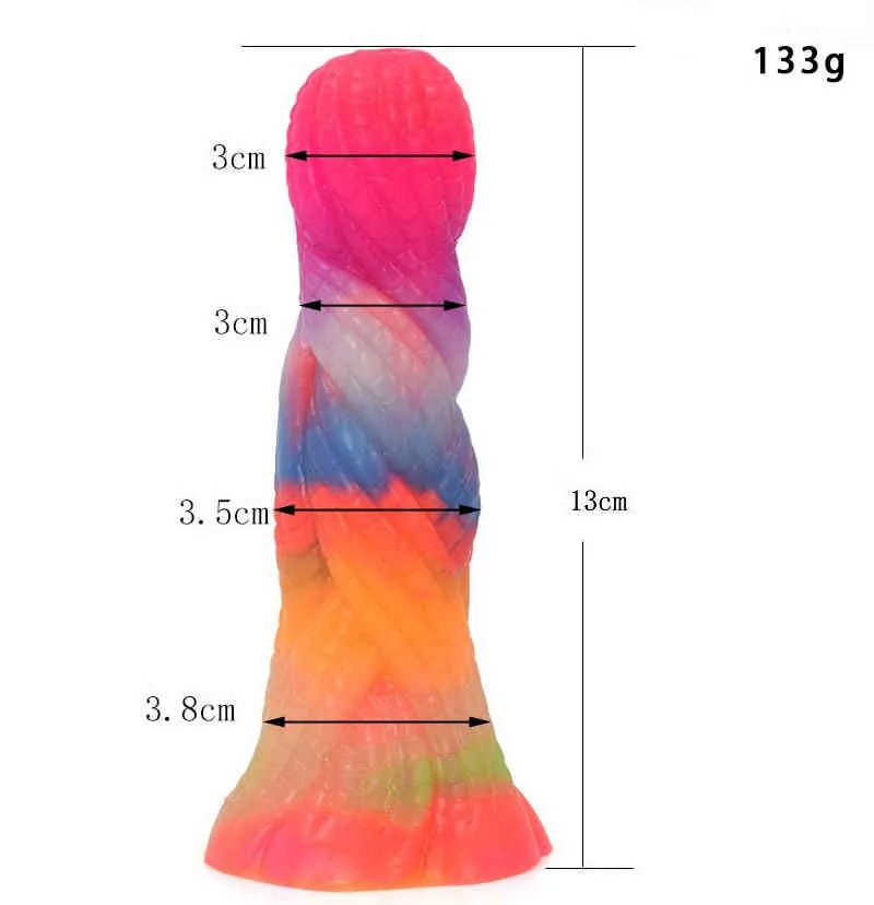 NXY Dildos Silicone Luminous Color Penis Para Iniciantes Masculino e Feminino Sucção Cups Pequeno Anus Plug Adult Sex Products 0317