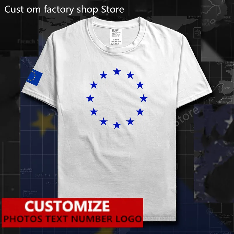 European Union United in Diversity EU EUR men t shirt Free Custom Jersey DIY Name Number 100% Cotton T-shirts 220609