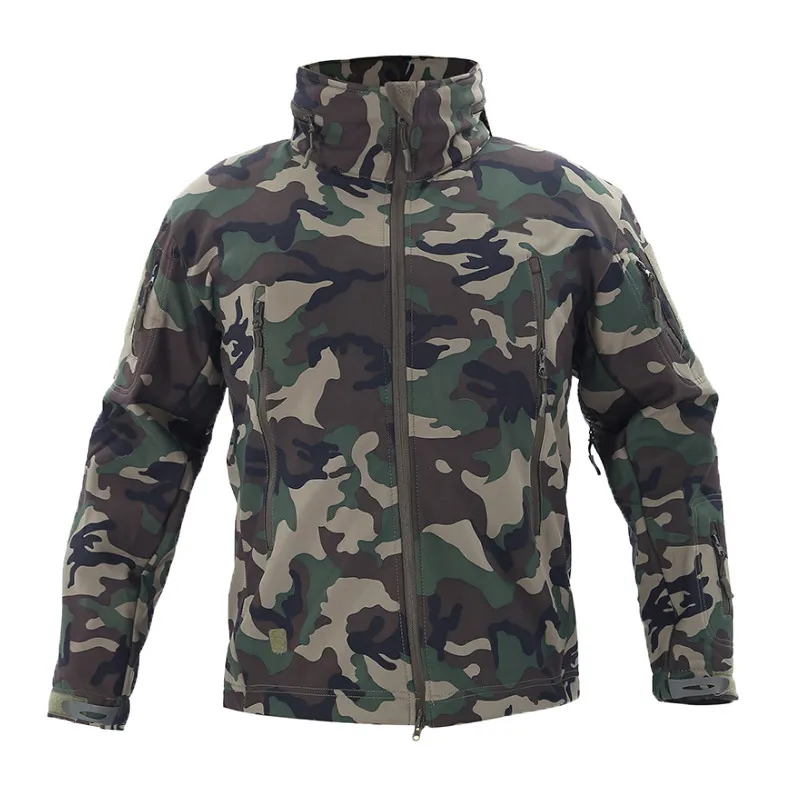 Зимняя военная флисовая куртка Мужчины мягкая оболочка тактическая водонепроницаем