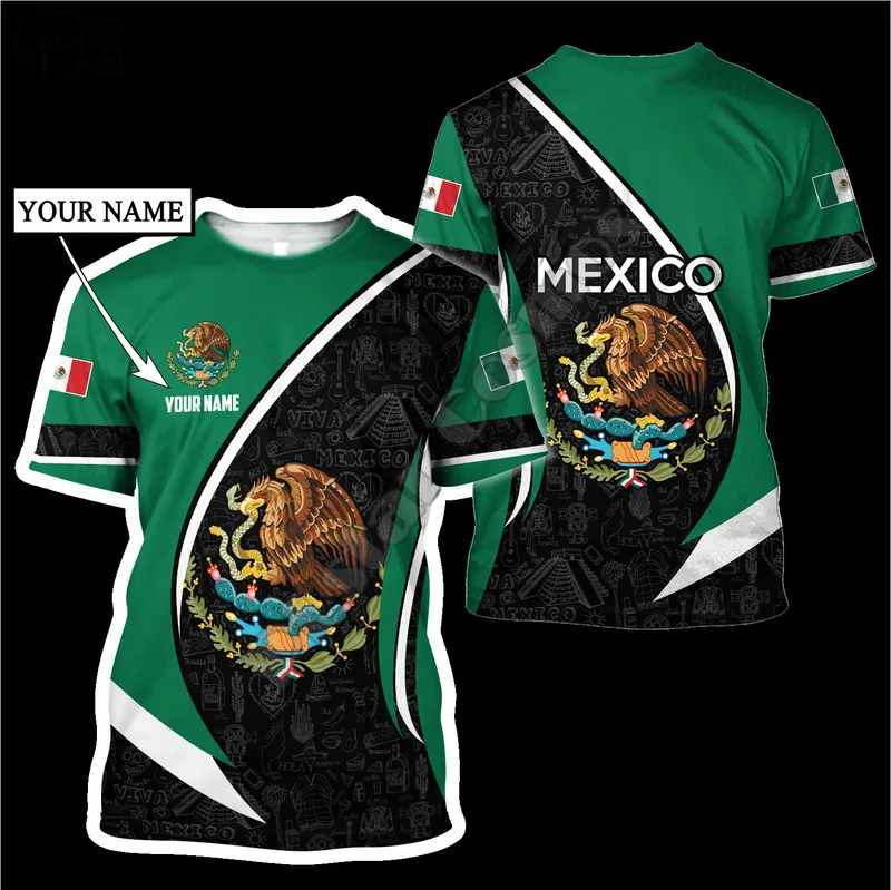 Plstar kosmos nationell emblem mexico flagga 3d tryckt sommar t skjortor kort ärm tee män kvinnor casual streetwear stil 33 220706