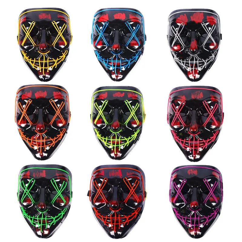 Halloween Decor Glowing Led Mask Masquerade Masks Party Masque Light Up Neon Mask Halloween Party Costume Cosplay Horror Props 220815