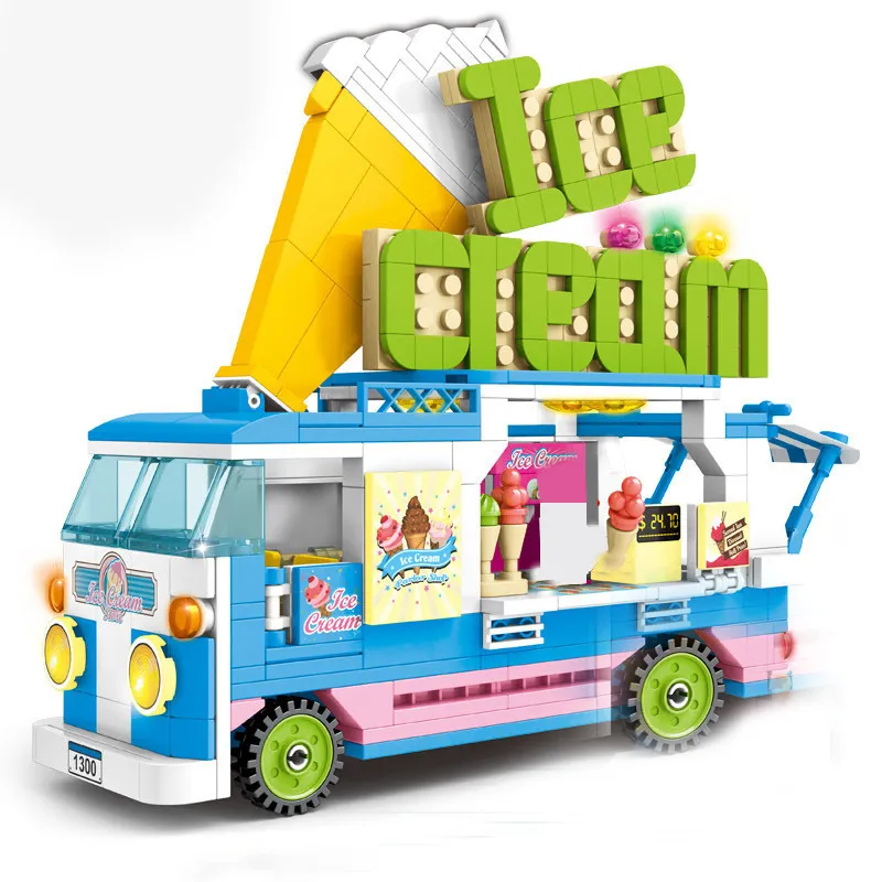 SEMBO CITY Auto Model Kit Ice Cream Dog Multicolor Food Truck Bouwstenen Diy Brick Friends Toys For Kids Small Gifts MOC 220715