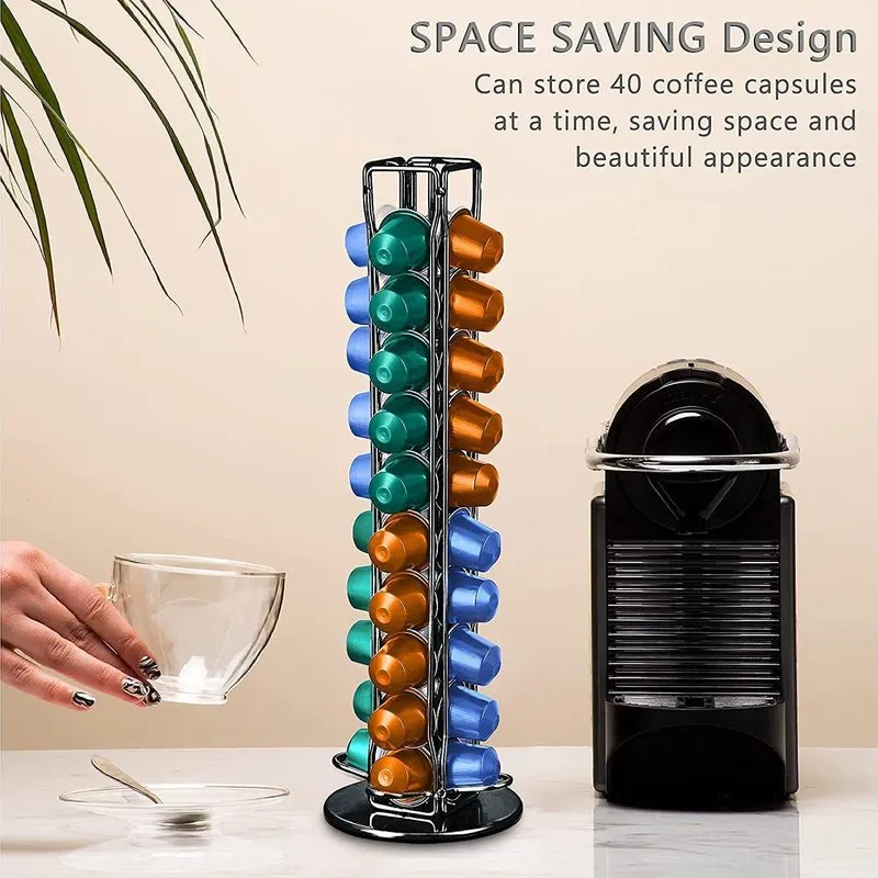 Practical Coffee Capsules Dispensing Tower Stand Fits For 40 Nespresso Storage Pod Holder soporte capsulas nespresso 220509