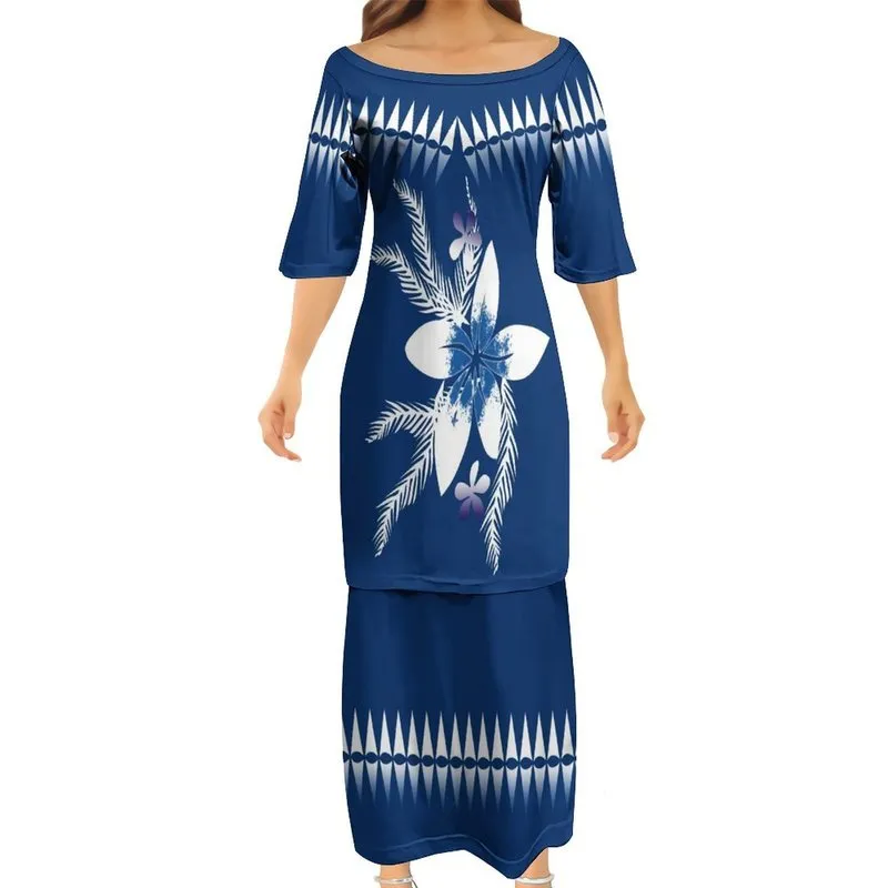 Mode en gros femmes jolies robes moulantes Club doux Samoan Puletasi robe de conception traditionnelle polynésienne 2 pièces ensemble 220706