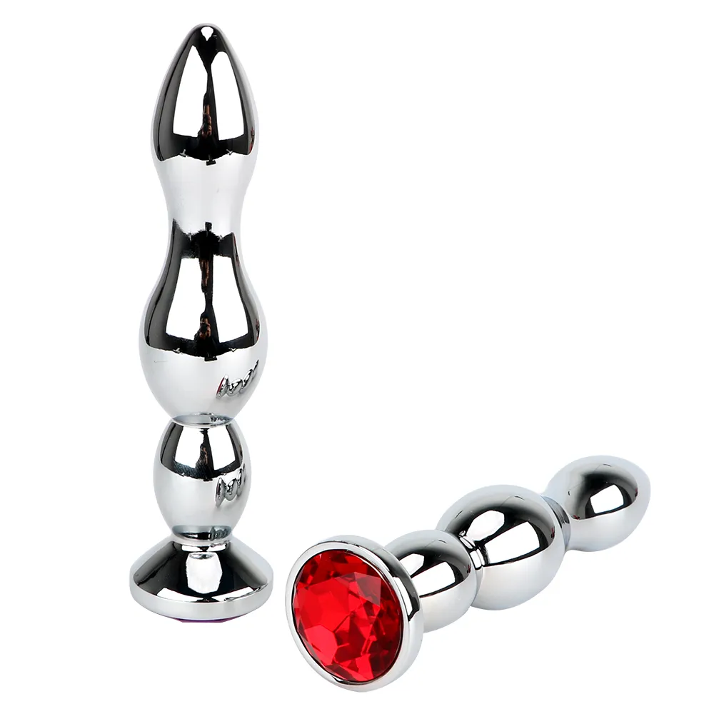 Ikoky Big Size Jewel anale plug roestvrij staal lange kont metalen kralen volwassen product erotisch sexy speelgoed voor vrouwen en mannen
