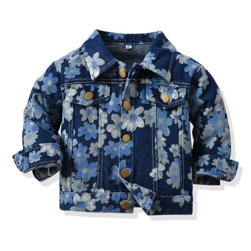 2021 Baby Spring New Denim Jacket Fashion 잘 생긴 최고 짧은 데님 재킷 인쇄 형제 의류 어린이 의류 J220718