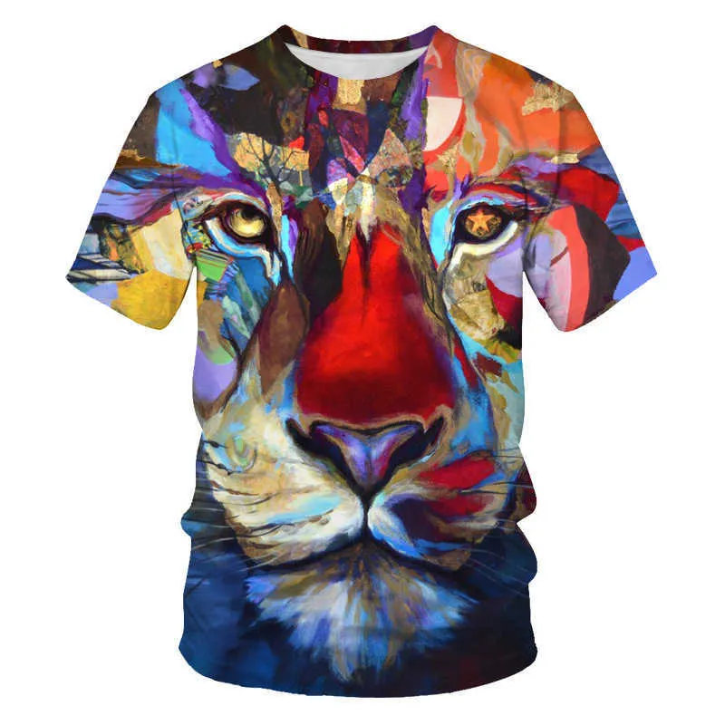 Мужские футболки Summer Trend Lion Tiger 3D Digital Print Men's Country Sheam Forte Forteme