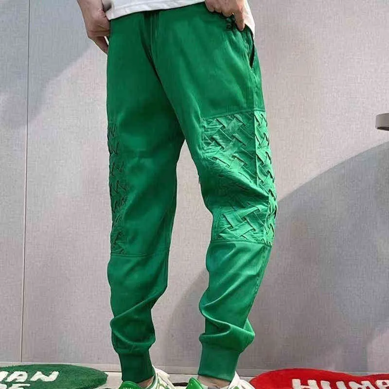 Tide gloednieuwe casual broek heren zomertrend mode persoonlijkheid stiksel all-match leggings sportpants trend l220704