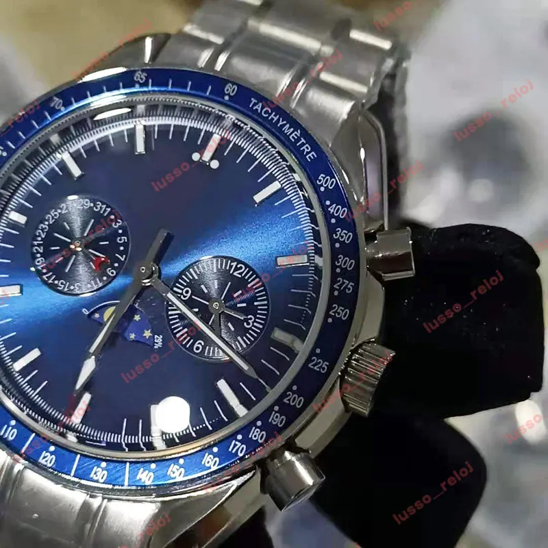 Erkekler ED beyaz lüks saat moonfase otomatik saatler hareket mekanik oroiogio bond 007 speace montre de lüks deri wri312a