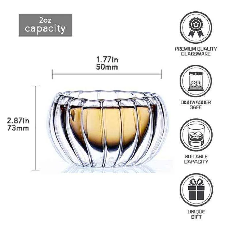 더블 벽 유리 컵 투명 수제 난방 맥주 차 음료 쿵푸 찻잔 미니 위스키 컵 에스프레소 커피 컵 Y220511