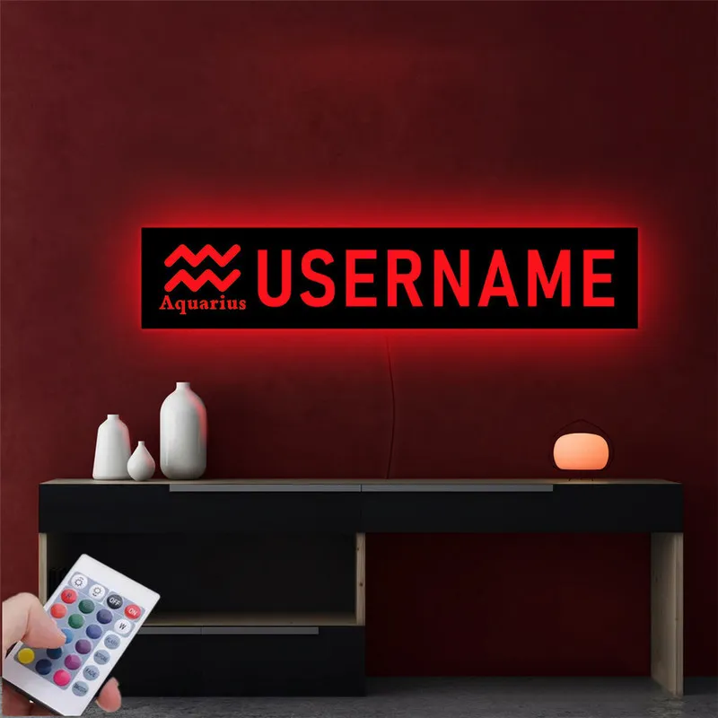 Светодиодные светодиодные двенадцать S Neon Nightlights Home Decorment Personmated Название RGB Sconce Wall Lamp для гостиной спальни 220623