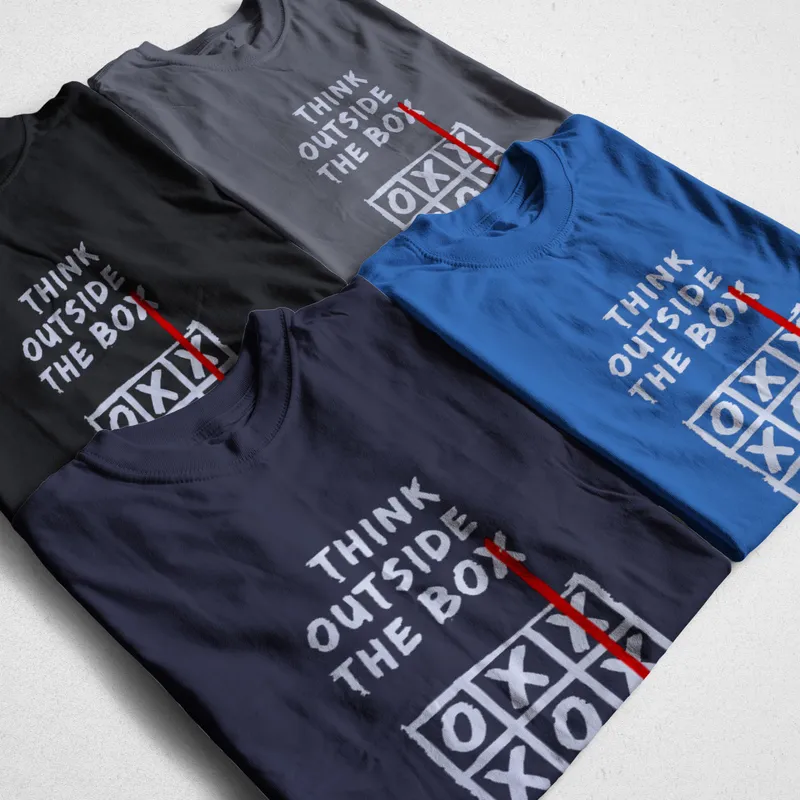 COOLMIND 100 % Baumwolle „Think Outside the Box“-Aufdruck für Herren, lässig, hochwertiger Druck, lockeres Herren-T-Shirt, cooles O-Ausschnitt-T-Shirt 220520