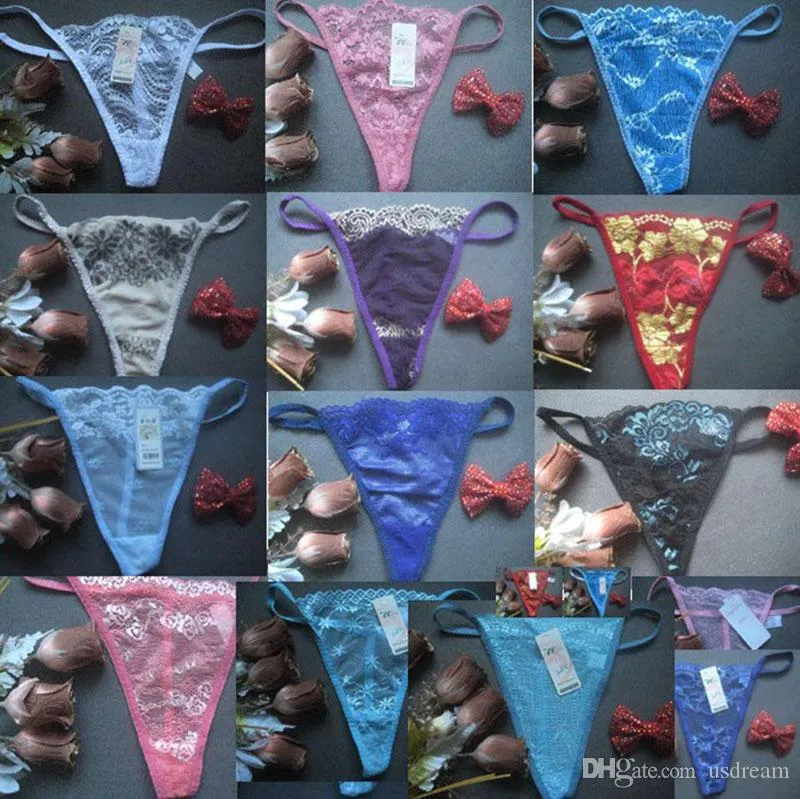 Sexy lace Underwear G String Thongs Panties T Back LINGERIE women lady multicolor floral peen bikini panty cheap on sale 190230