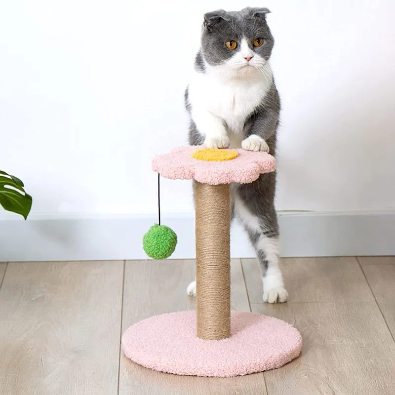 Sisal Cat Tree with Scratching Post Kitten Pet Scratcher Tower Toy with Ball Cats Scratch Trees Climbing Tower Sofa Protector 220620