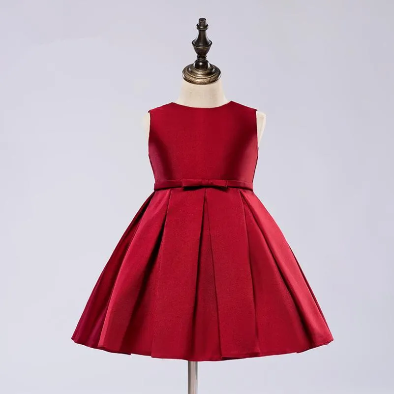 Robes de fille rouge Satin enfants pour les filles élégante robe de princesse Tutu année robes de bal mariage fête de noël