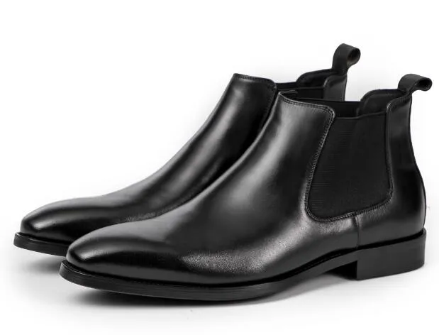 新しいスタイルの冬のマーティンブーツ高品質のアンクルブーツ本革の古典黒人男性のブーツ