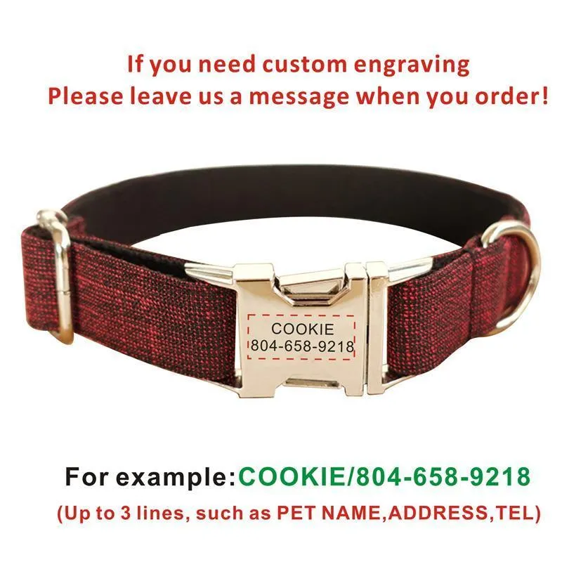 Personalized Dog Collar Customized Pet Collars Free Engraving ID Nameplate Tag Pet Accessory Suit Fiber Puppy Collars Leash Set 220610