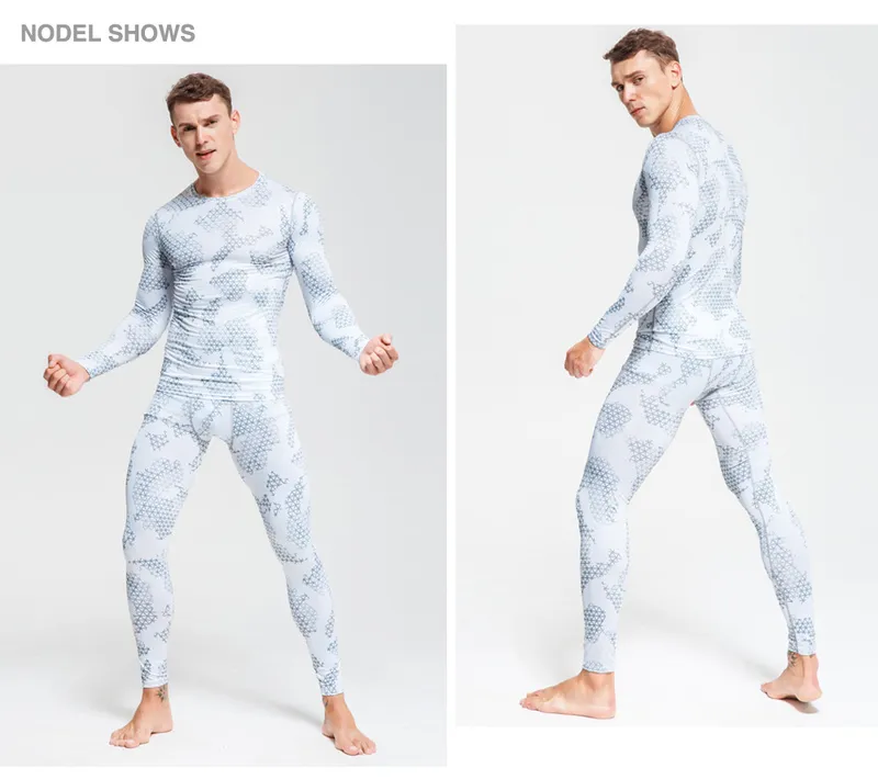Erkekler için Erkek Termal iç çamaşırı erkek termo kamuflaj kıyafetleri uzun Johns set tayt kış sıkıştırma iç çamaşırı hızlı kuru 220817