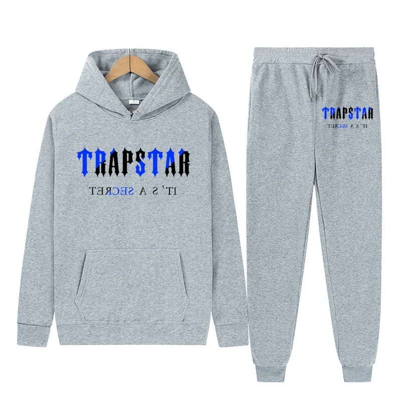 Sonbahar Terzini Trapstar Baskılı Spor Giyim Erkekler 16 Renk Sıcak 2 Parçalı Gevşek Kapüşonlu Sweater Pantolon Erkek ve Kadın Takımları 220615