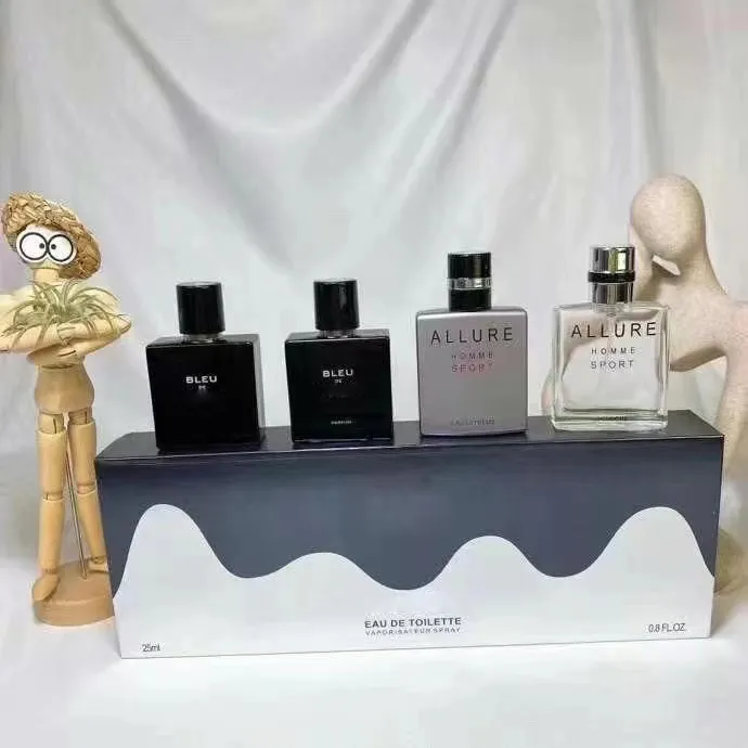 Niche Designer CC Perfume Gift Set Cologne Fragrance for Man 25ml 4 Bottles EDP EDU De Parfum Brand Perfumes Long Pleasant Fragrances Gifts Wholesale Dropship