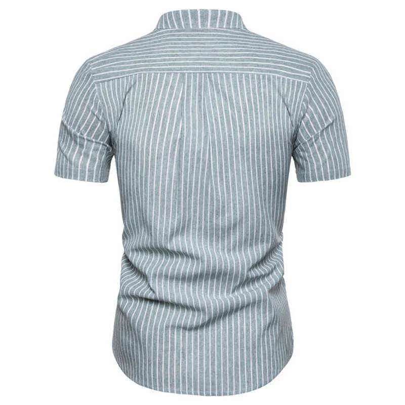 Camicia a righe moda uomo 2022 estate nuova camicia a maniche corte slim fit uomo casual streetwear camice Camisa social masculina XXL L220704