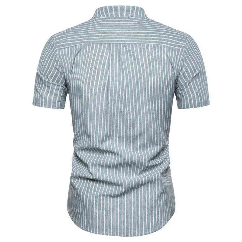 Mode rayé chemise hommes 2022 été nouveau Slim Fit chemise à manches courtes hommes décontracté Streetwear chemises Camisa Social Masculina XXL L220704