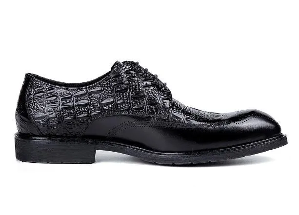 Yeni Varış El Yapımı Erkekler Ayakkabı Sivri Burun Düğün Ayakkabı Lace Up Orijinal Deri Brogue Ayakkabı