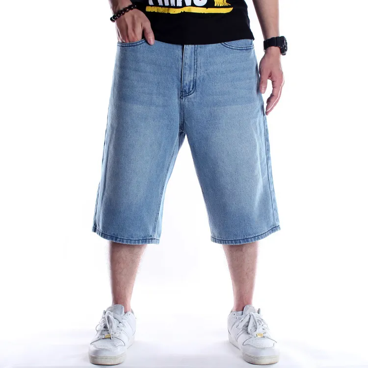 Summer Mens Shorts Hip Hop Harem Denim Jeans Boardshorts American Fashion Loose Baggy Cotton Shorts Big Size 30-46