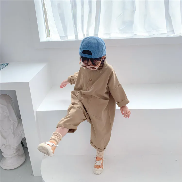 Vêtements pour enfants Combinaison Automne Garçons Filles Casual Lettre Outillage Denim Bébé Enfants Vêtements Japonais Style Coréen 1-7 Y 220326