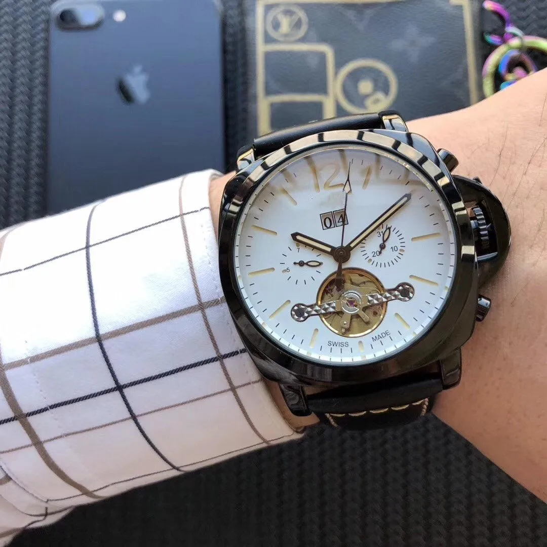 2022新しい高品質の高級メン039Sウォッチファイブピンラージホイールメカニカルウォッチデザイナー腕時計トップブランドレザーストラップ8494023