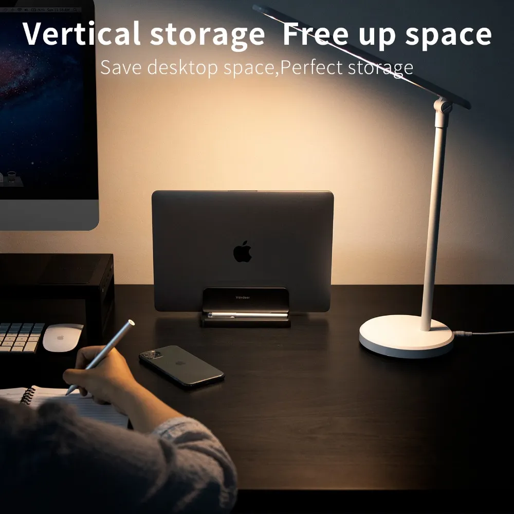 Supporto laptop verticale in plastica 3 in 1 Dock notebook desktop regolabile salvaspazio