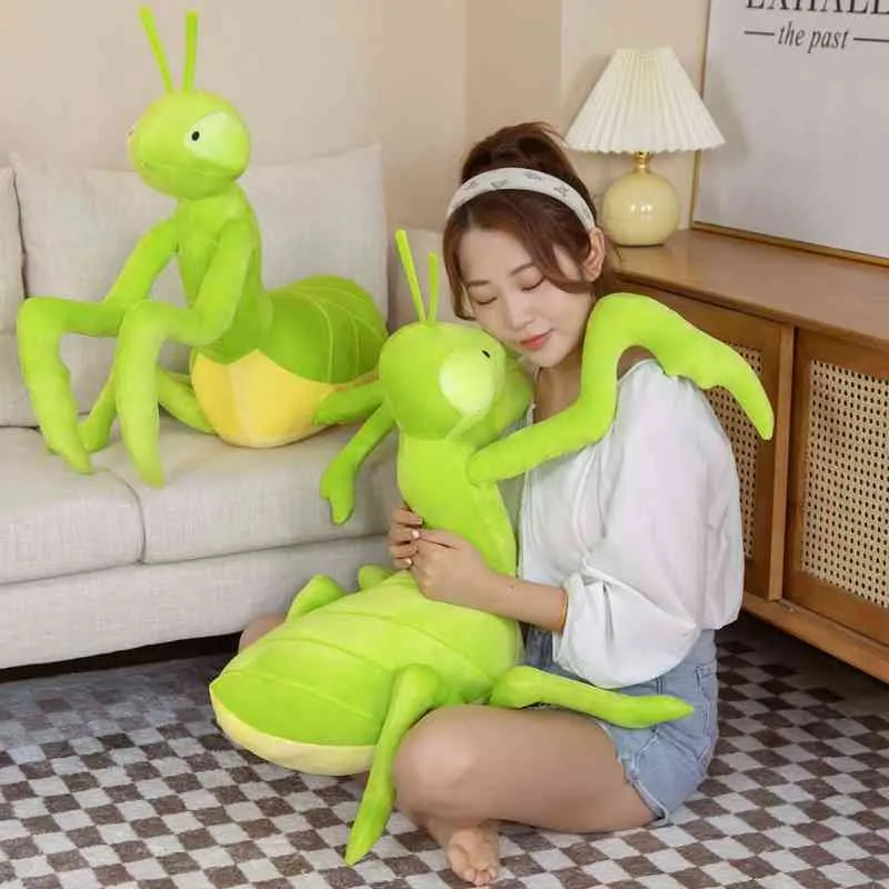 PC CM Simulação Praying Mantis Plushie Toy Kawaii Insect Dolls recheados Pillow da vida real Pillow Animal Creative Presente J220704