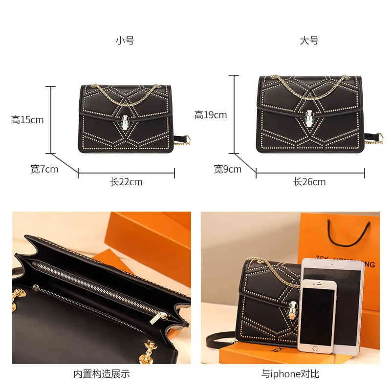 Ladies Fashion Luxury Brand Tide Bag Wholesale Women's New Snakehead Texture One Shoulder Messenger Chain