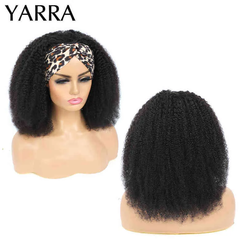 Afro Kinky Curly Bandeau de Cheveux Humains Perruques Pour Les Femmes Noires Livraison Rapide 180% Densité Ombre Pas Cher Brésilien Remy Perruque YARRA 220609