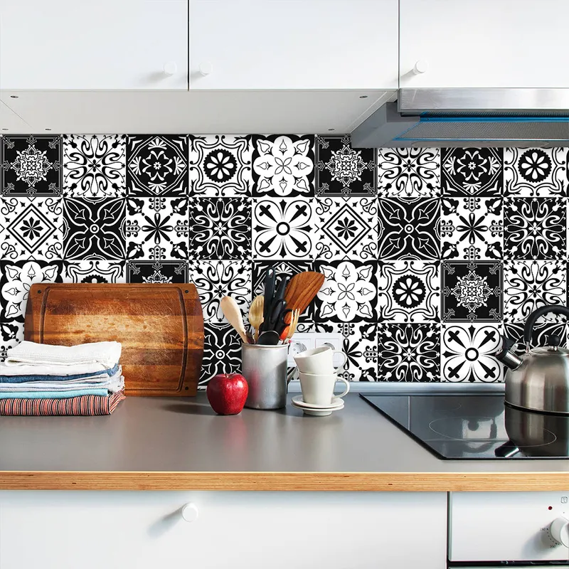 29 Style Matte Surface 10st Tile Wall Stickers Home Decor Transfers täcker Peel Stick Poster för köksbordspapper 220716