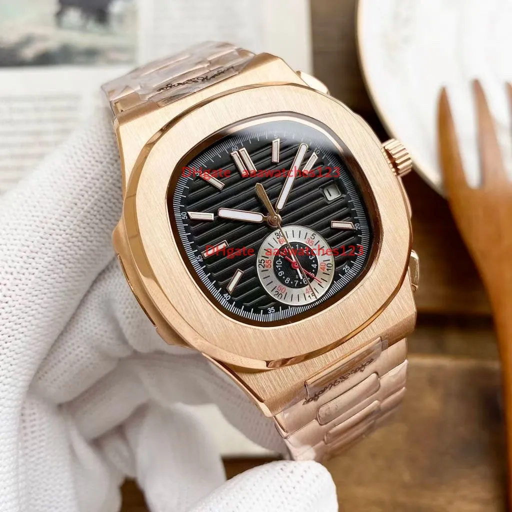 Original Men's Sports Elegant Automatic Mechanical Watch All Gold rostfritt stålarmband Design 2813 Rörelse gör WaterPro242D