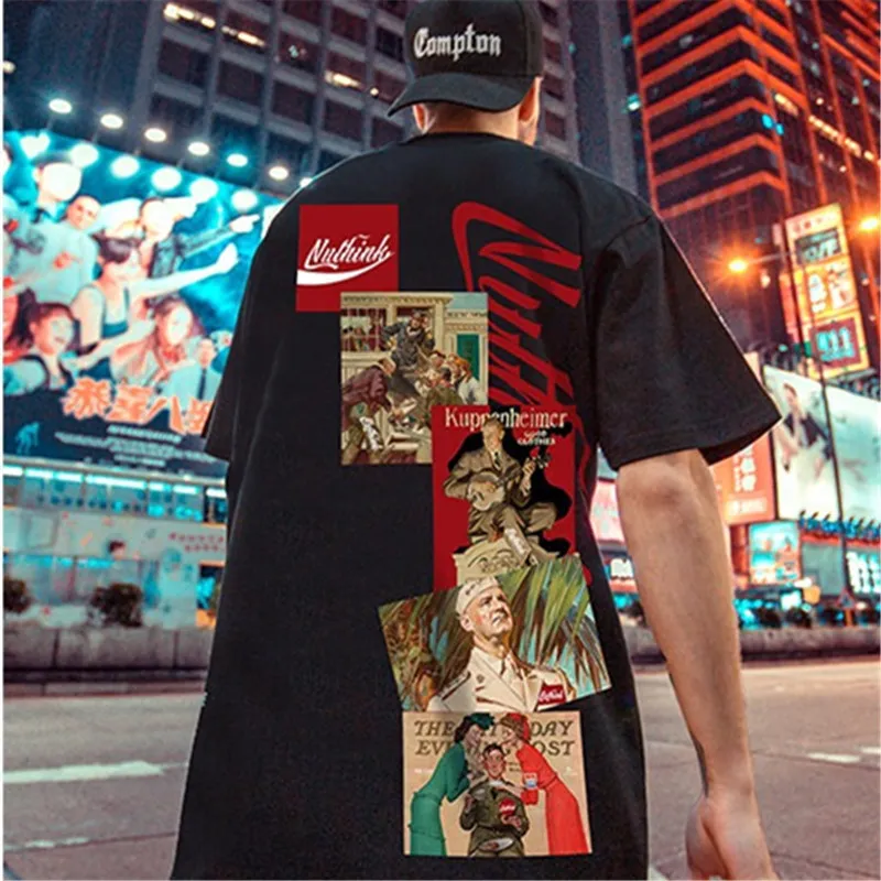 Zazomde pamuk tees serin erkekler büyük boy tişörtler gotik cadde hip hop tişörtler erkekler yaz harajuku gevşek tshirt sokak kıyafeti 220621