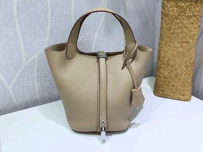Realfine888 3A Picotin Lock Bags 18cm/22cm Togo Taurillon Grainy Leather Totes Handbags with Dust bag