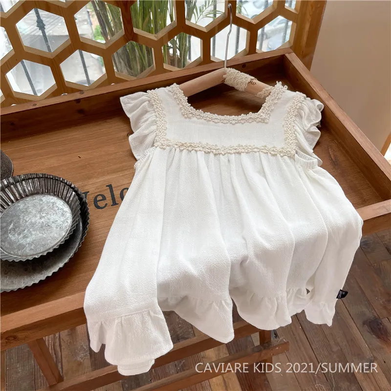 Girls Flower Embroidered Dress Summer Retro Flying Sleeve Princess Dresses 2-6 Years Children Casual Clothes Fashion vestidos 220422