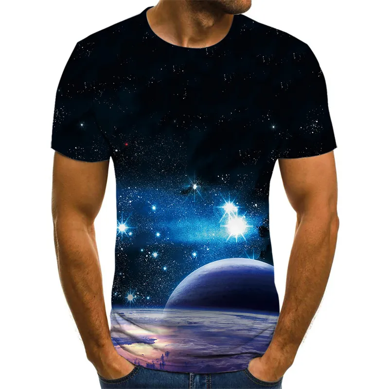 Haut à manches courtes imprimé étoiles cosmiques, quatre saisons, Design simple, coupe douce, t-shirt surdimensionné facile, 220607