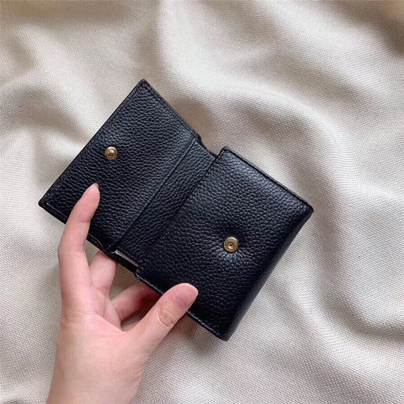 Délicat hommes femmes pinces à billets couche supérieure en cuir portefeuilles pliants porte-carte porte-monnaie unisexe Mini portefeuille avec Box193a