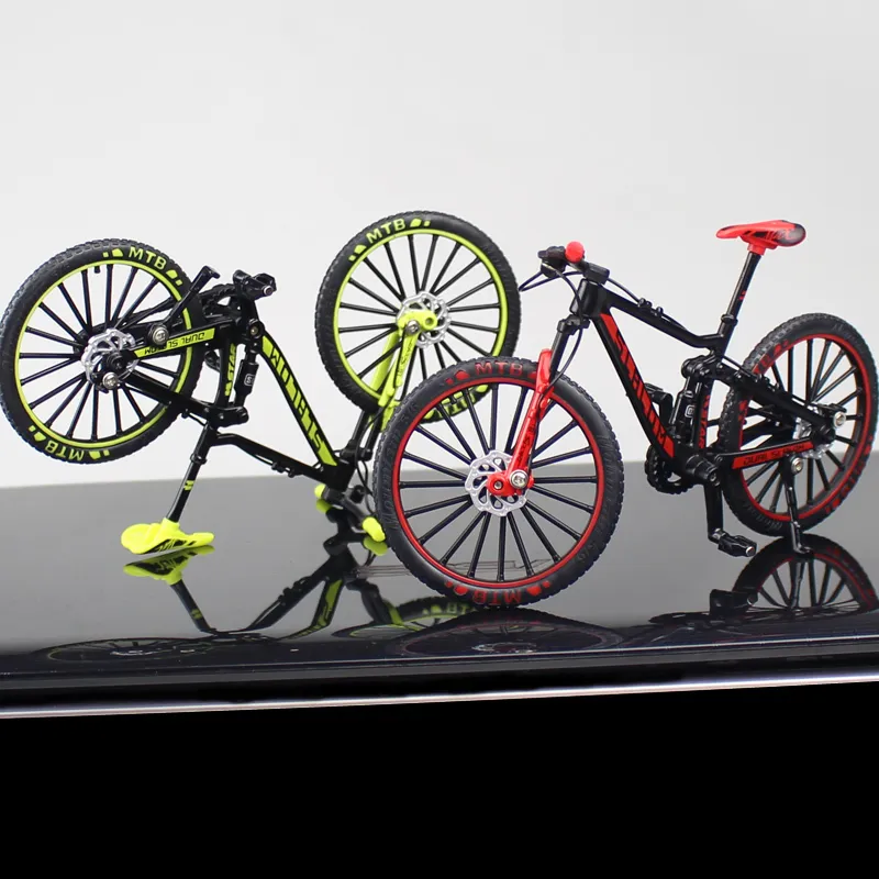 1 10 Alloy Bicycle Model Diecast Metal Finger Mountain bike Racing Toy Bend Road Simulation Collection Toys for children 220608