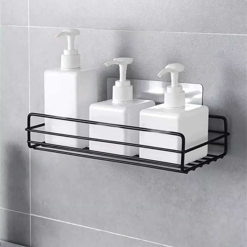 Bathroom Shelf Organizer Shower Storage Rack Corner Shelves Wall Mounted Shampoo Holder No Drill Kitchen Supplies Punch-Free 0615