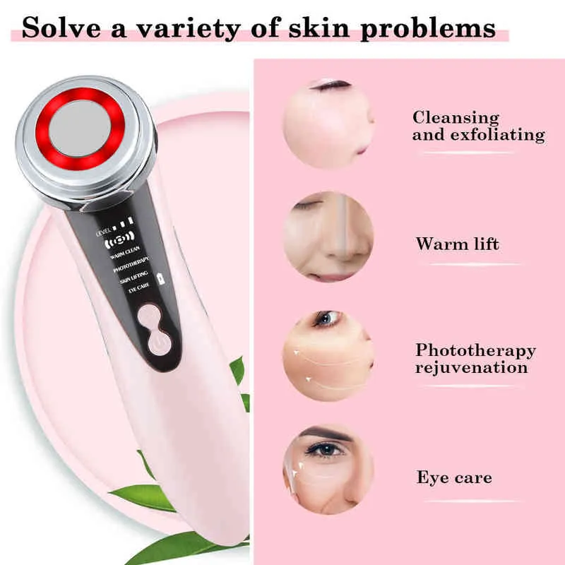 5 I 1 Face Lift Devices Eye Care Skin Rejuvenation LED Light Anti Aging Wrinkle Facial Beauty Apparatus Massager för Slim0 220512