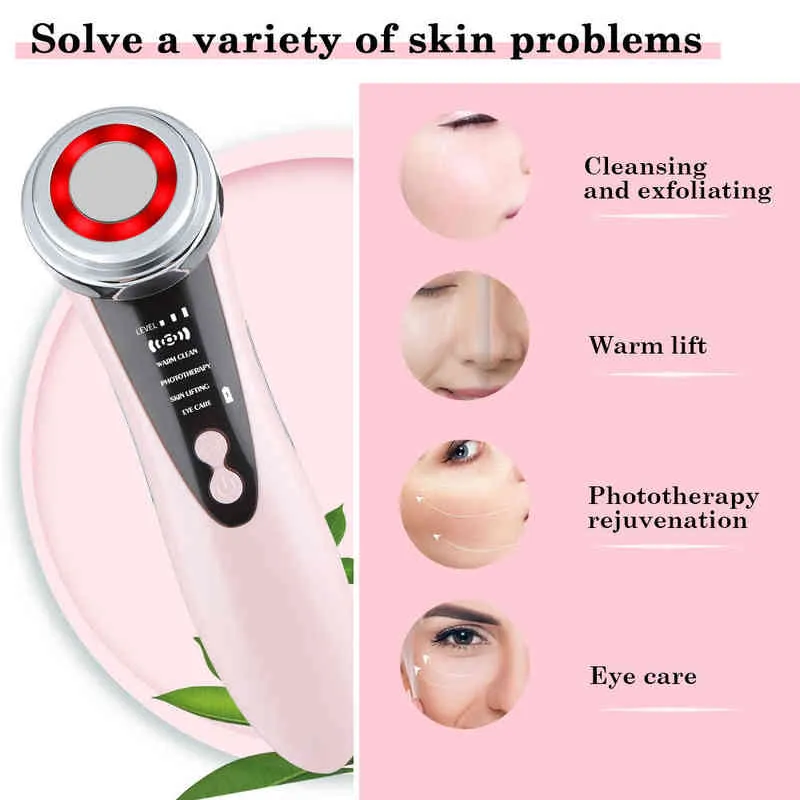 5 in 1 Face Lift Devices Eye Care Skin Rejuvenation LED Light Anti Aging Wrinkle Facial Beauty Apparatus Massager for Slim0 220512