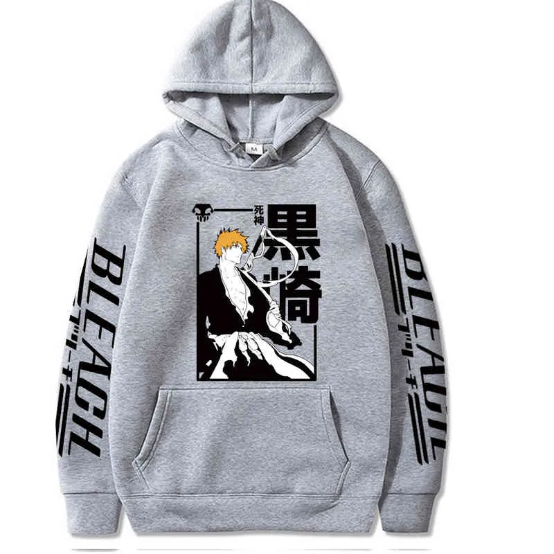 Felpa con cappuccio Anime Bleach Kurosaki Ichigo Felpe stampate Pullover sportivo casual da uomo e da donna